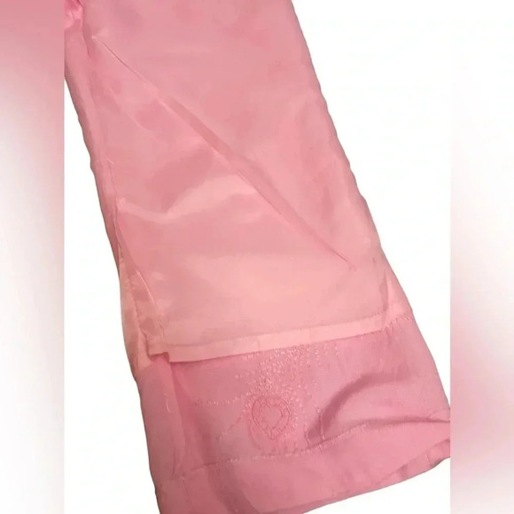 Larry Levine Linen Blend Pink Embroidered Wide Leg Cropped Pants Womens size 8 - Picture 7 of 14